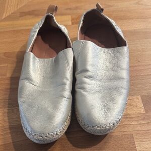 gentle souls Metallic Gold Leather Slip-On Flats